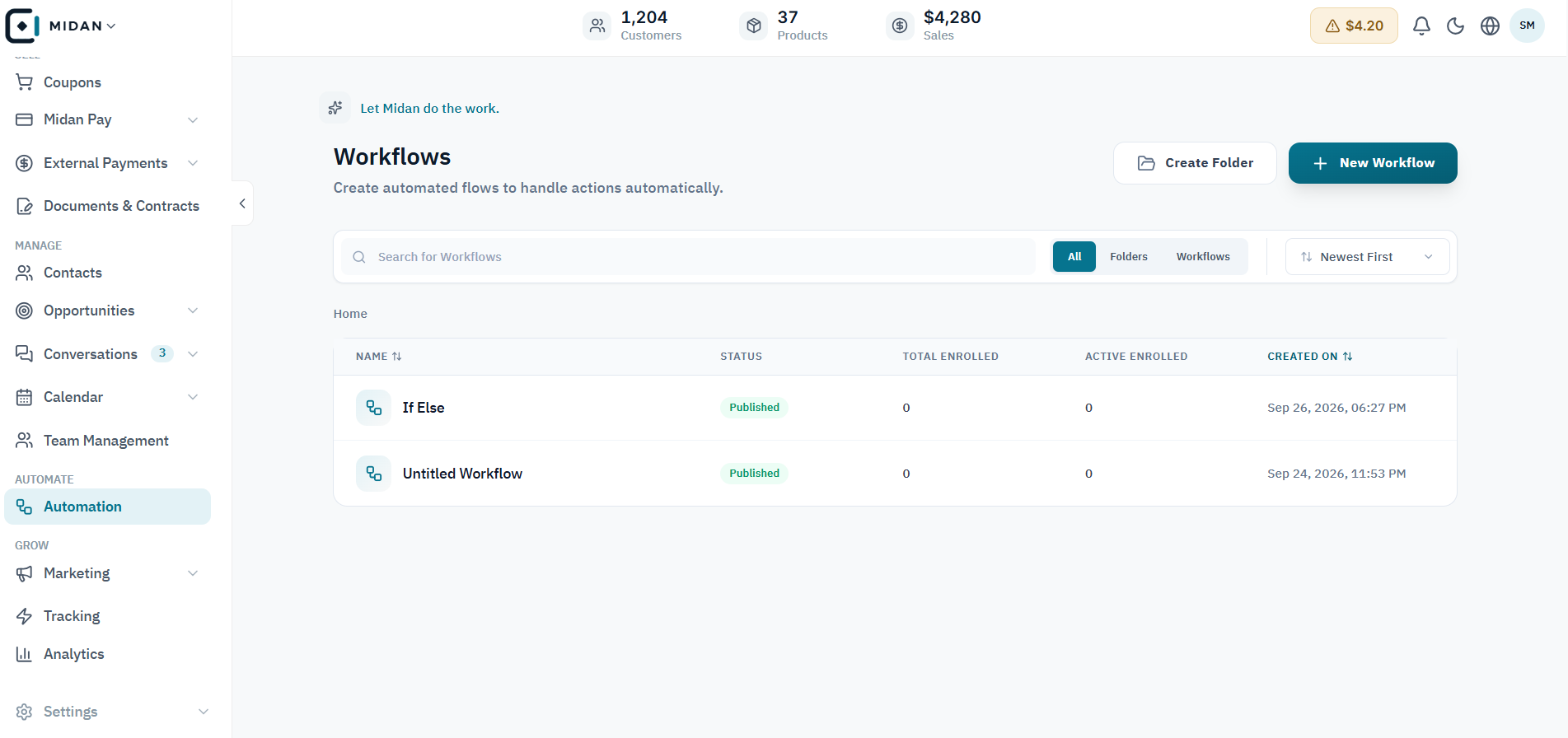 Midan product interface