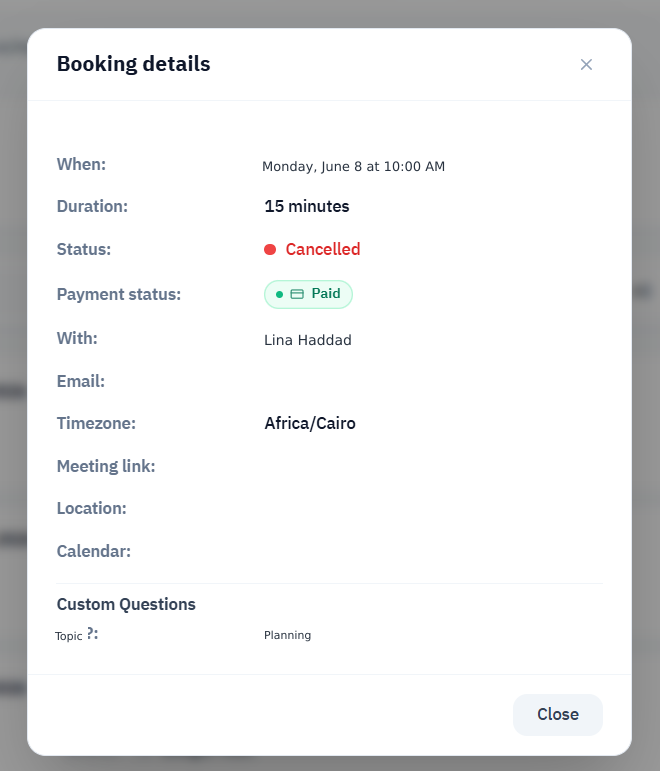Open a booking’s full details
