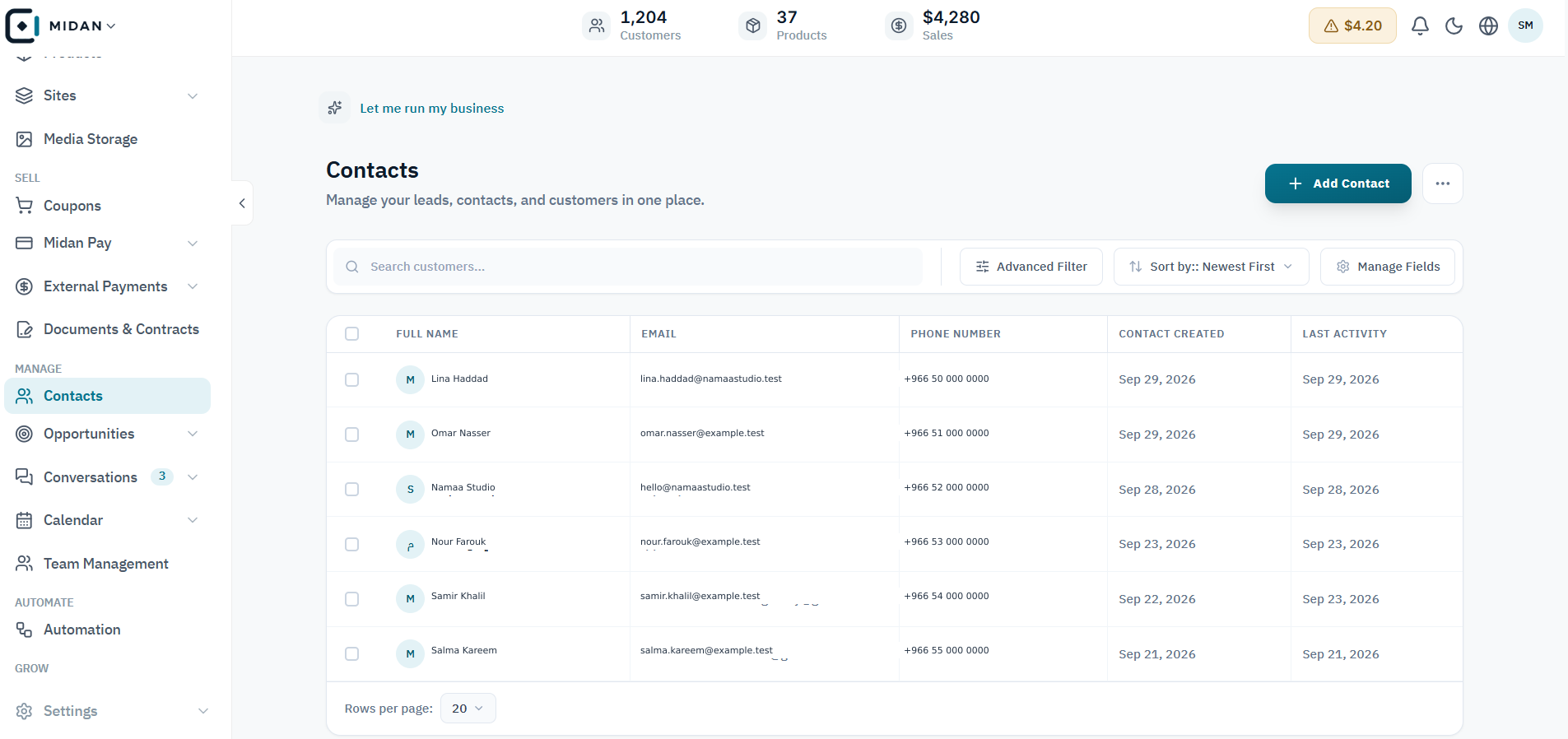 Find and manage contact records in one view.
