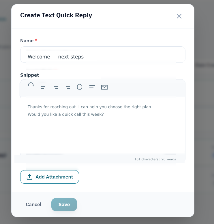 Create a text quick reply