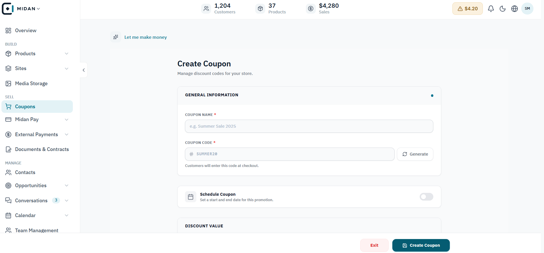 Create a coupon with clear rules