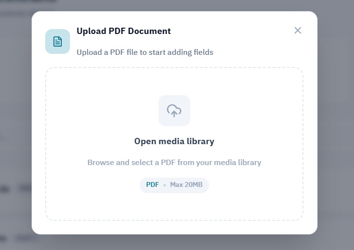 Choose a PDF from your media library.