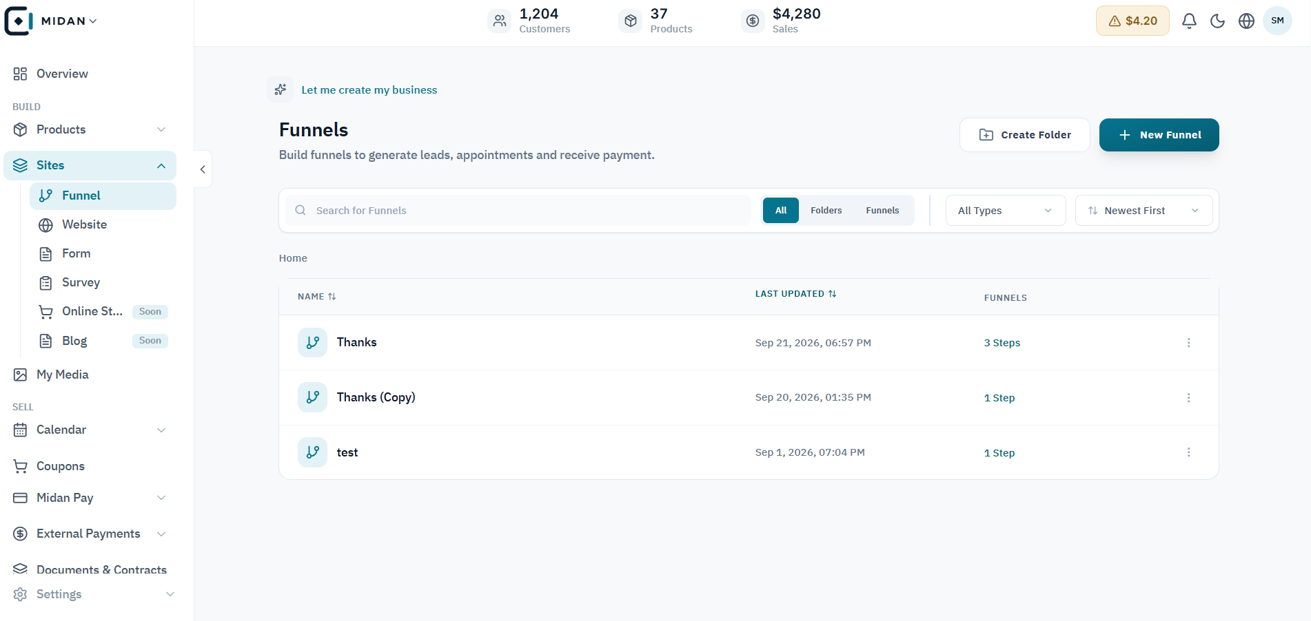 Midan product interface