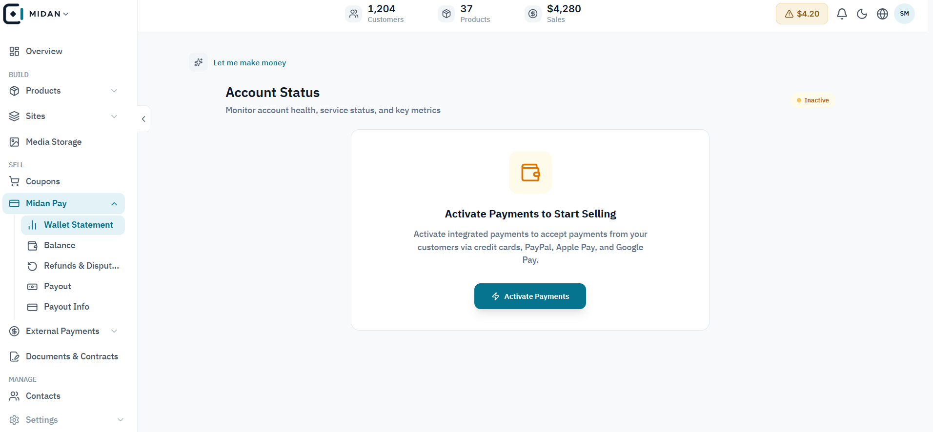 Check payment account status