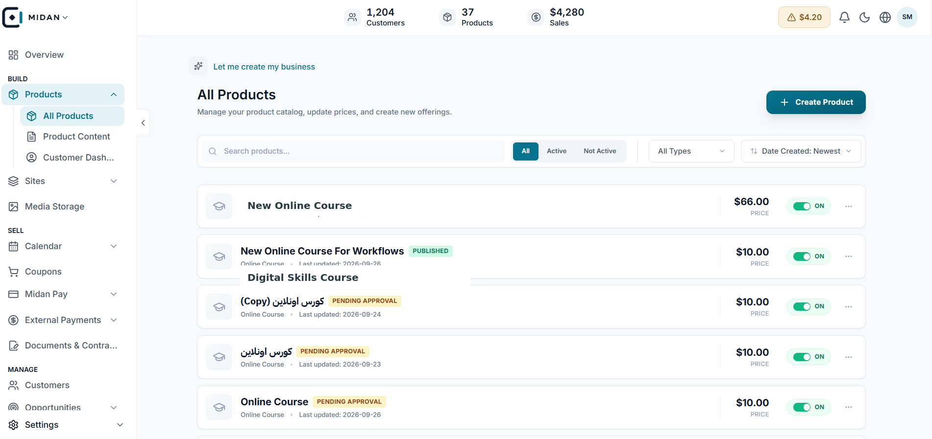 Products module preview