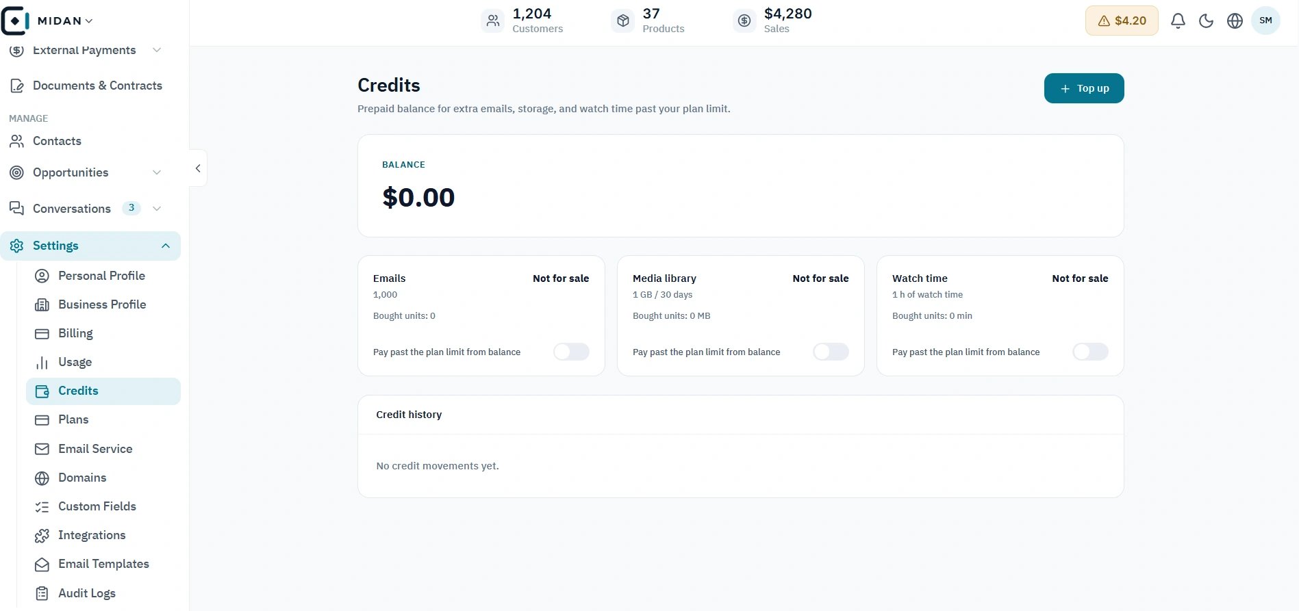 Credits and balance