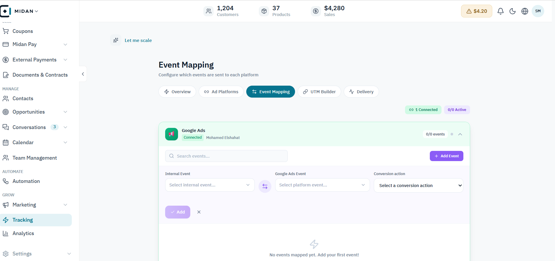 Map conversion events to platforms